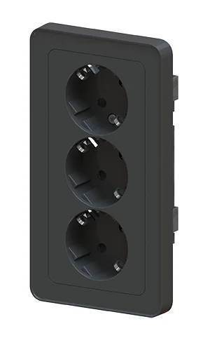 VÄGGUTTAG 3-VÄGS DESIGNX SVART